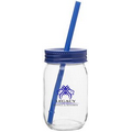 16 Oz. Blue Mason Jar W/Color Lid